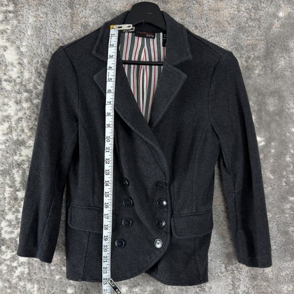 New York Co Size S Comfort Zone Stretch Cotton Blend Jacket Gray Button Notched - Picture 2 of 8